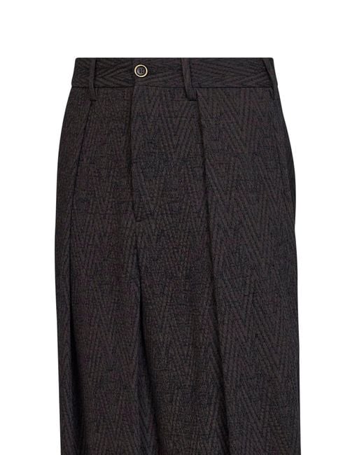 Uma Wang Black And Stretch Chevron Pale Cropped Trousers for men