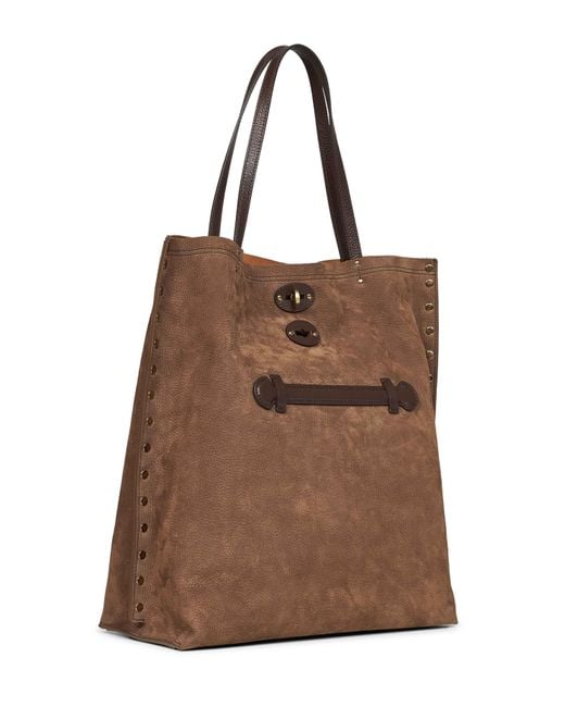 Zanellato Brown Marrone Tartufo Di Norcia A'Spasso Medium Tote Bag
