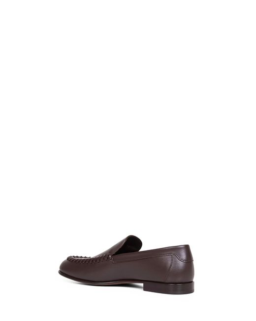 Fendi White Dark Leather Braided Loafers for men
