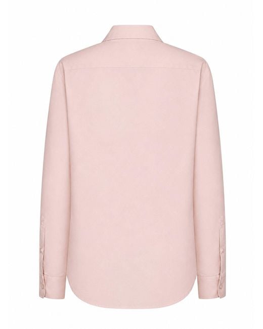 Burberry Pink Cotton Poplin Shirt With Ekd Embroidery