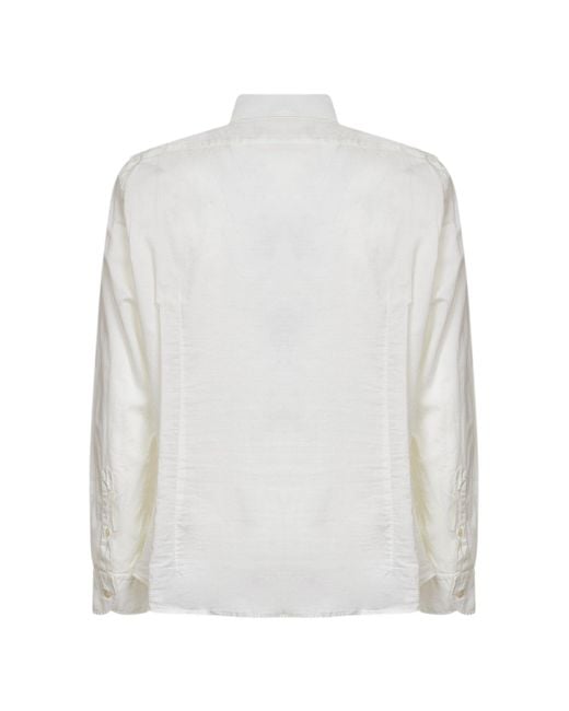 Mc2 Saint Barth White Cream Voile Cotton Logo Embroidered Chemise Shirt for men