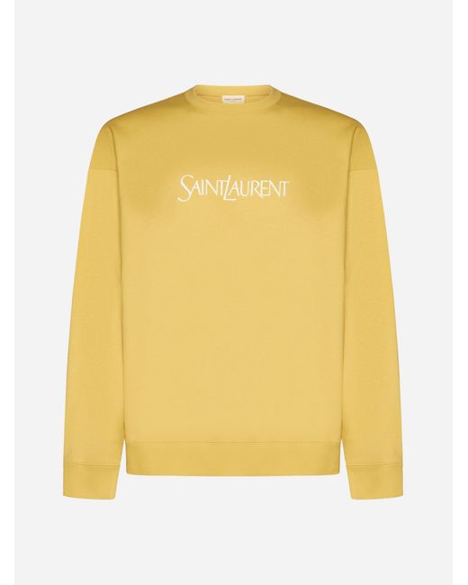 Saint Laurent Yellow Logo Cotton Sweatshirt for men