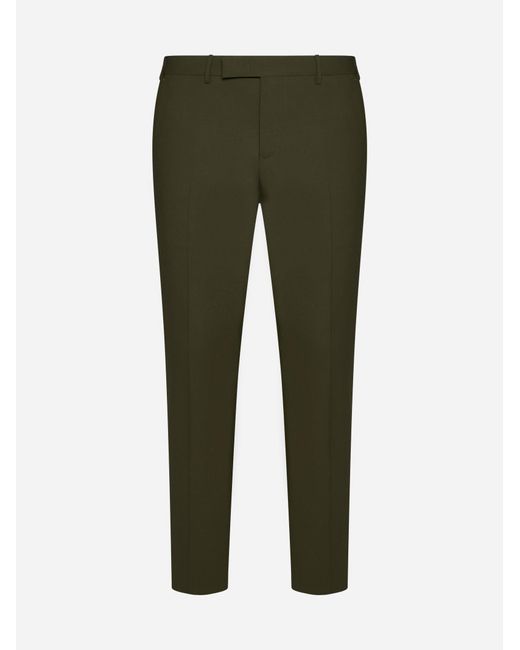 PT Torino Green Dieci Stretch Wool Trousers for men