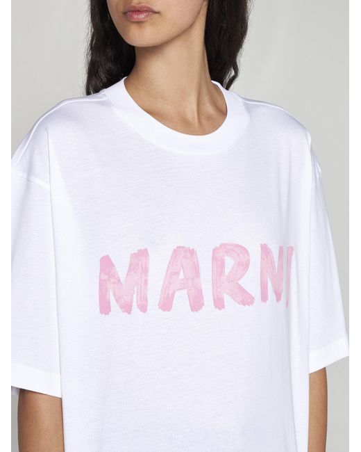 Marni White Logo Cotton T-shirt