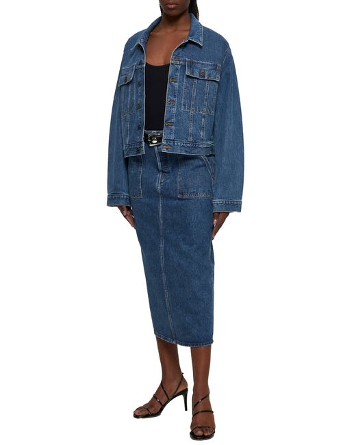 Khaite Blue Denim Genevieve Midi Skirt