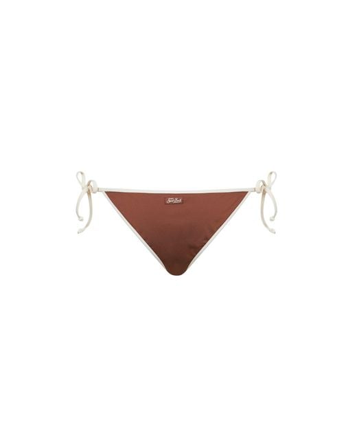 Mc2 Saint Barth White Lycra Virgo String Ties Bikini Bottoms