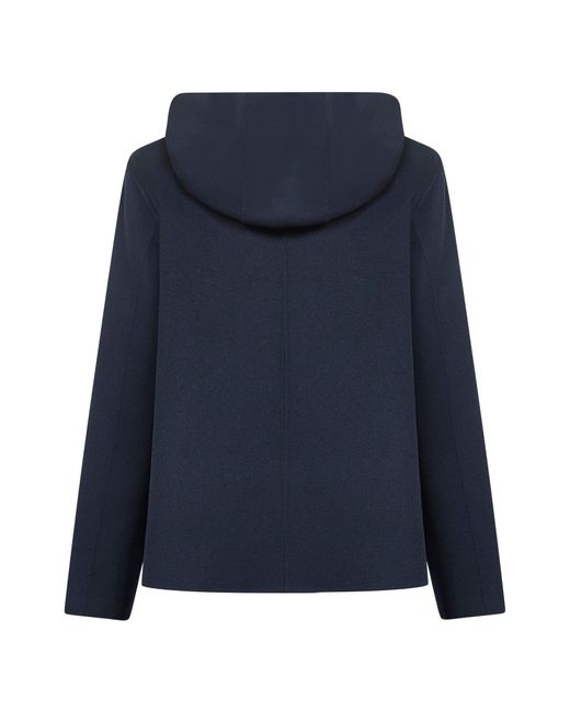 Max Mara Blue Double Wool Roland Hooded Jacket