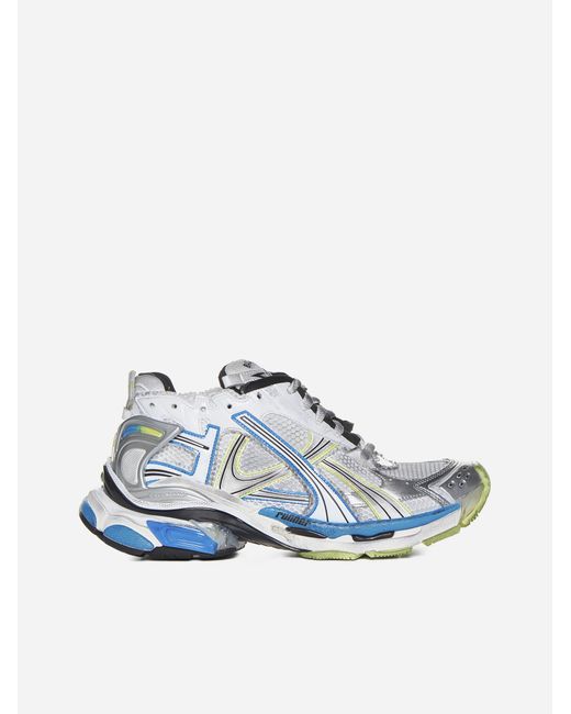 Balenciaga Blue Runner Mesh And Faux Leather Sneakers for men