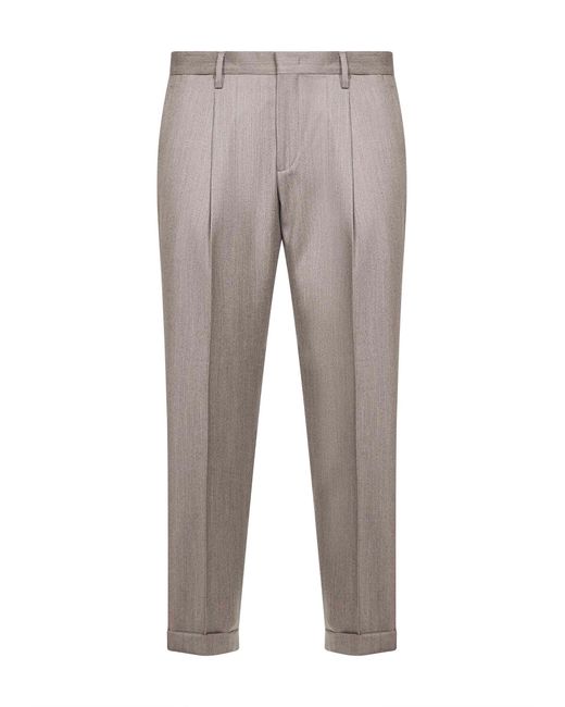 D 40 Gray Dove Wool And Cashmere Flannel Tiberio Trousers for men