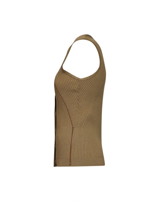 Max Mara Green Khaki Ribbed Knit Mxmfiorire Vest