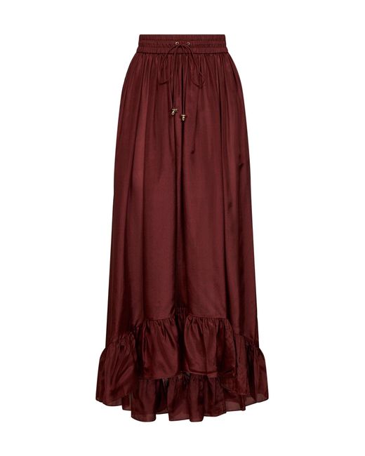 Zimmermann Purple Merlot Silk Habotai Aster Maxi Skirt