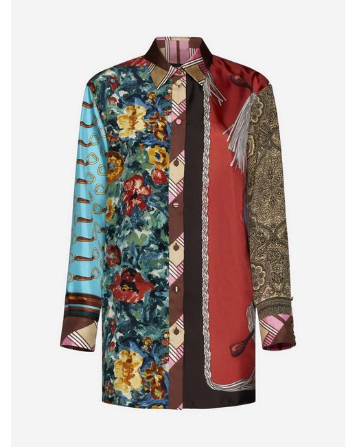 Gucci Multicolor Patchwork Print Silk Shirt