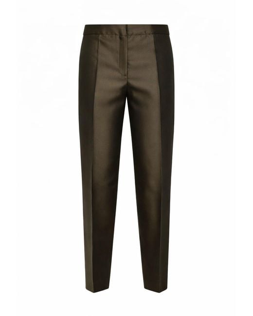 Max Mara Gray Khaki Silk Blend Shantung Mstzinco Carrot Trousers