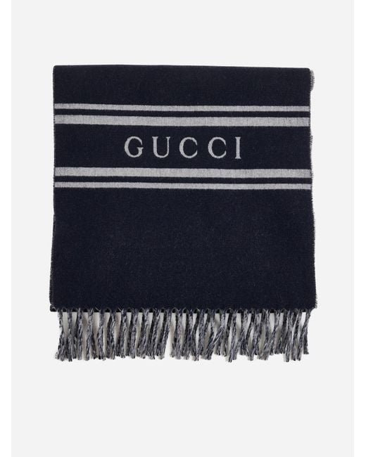 Gucci Blue Wool And Cashmere Scarf for men