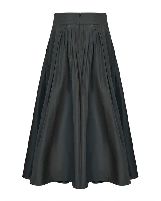 Max Mara Black Dark Taffeta Smmromina Long Pleated Skirt