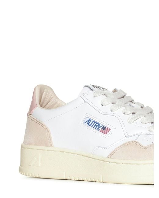 Autry White Medalist Leather And Suede Sneakers By