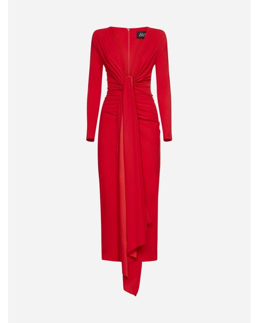 Solace London Lorena Crepe Midi Dress in Red | Lyst
