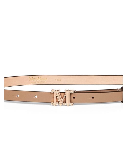 Max Mara White Clay Leather Mgraziata Monogram Belt