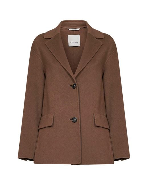 Max Mara Brown Mud Smmelfi Single-Breasted Jacket