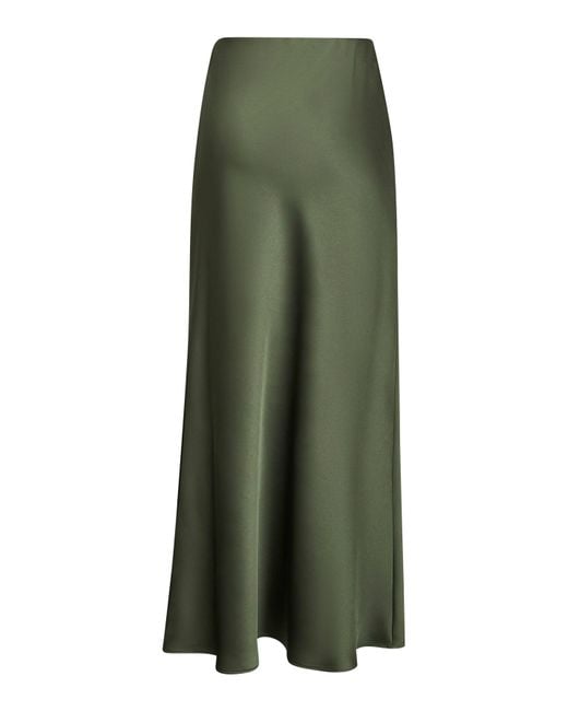 Blanca Vita Green Satin Garra Long Flared Skirt