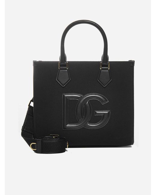Dolce & Gabbana Dg Logo Canvas And Leather Small Tote Bag in Black for ...