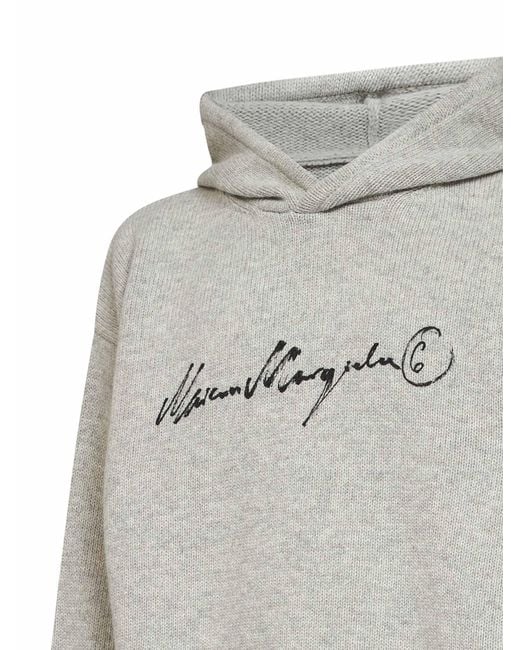MM6 by Maison Margiela Gray Melange Wool Blend Knit Hoodie With Signature for men