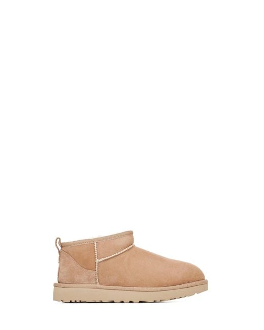 Ugg Natural W Classic Ultra Mini Sand Leather Ankle Boots