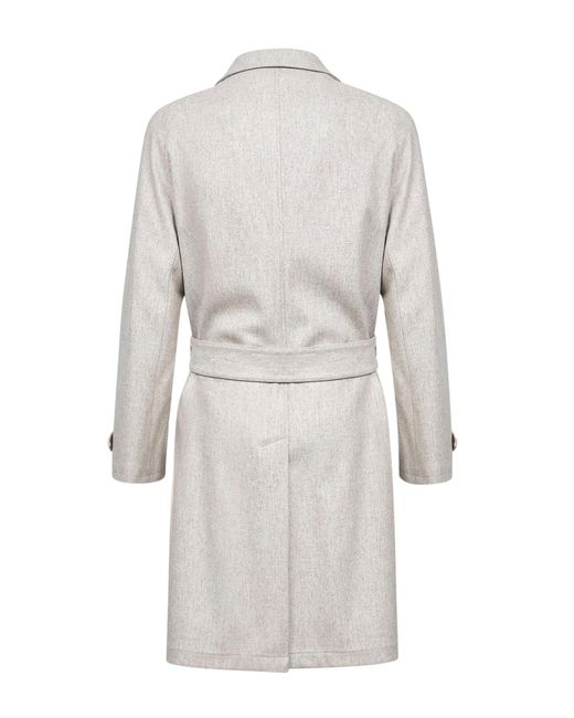 D 40 White Sand Virgin Wool Belted Coat for men