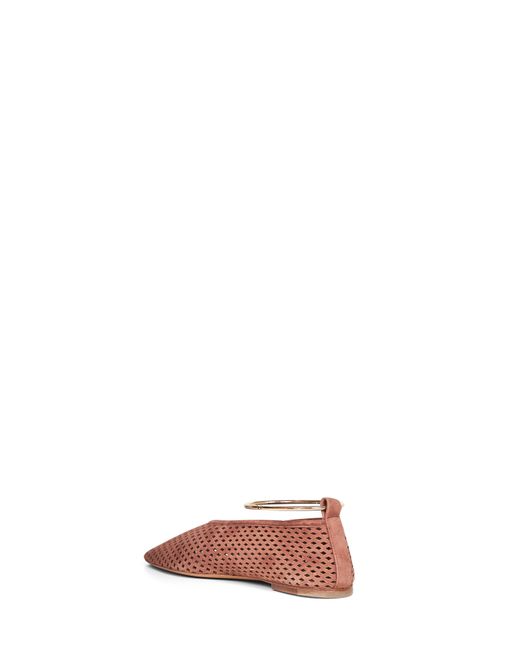 Jil Sander Pink Umber Pointed Toe Ballet Flats With Anklet