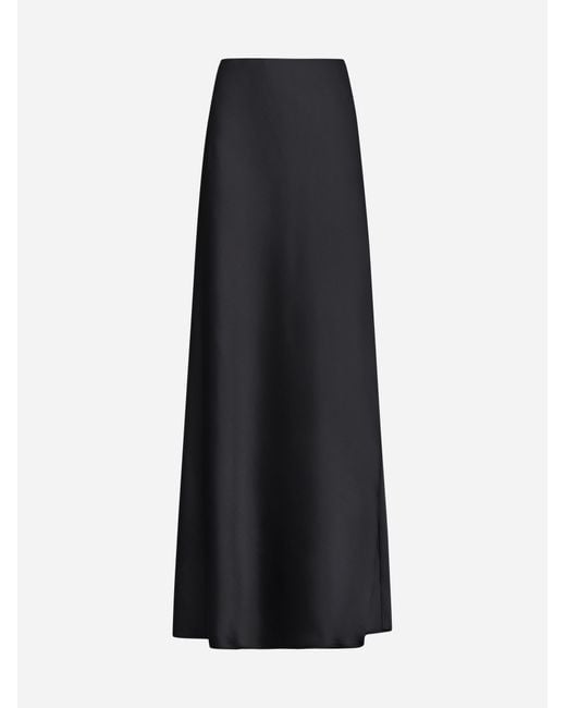 Blanca Vita Black Ginestra Satin Long Skirt