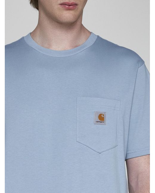 Carhartt Blue Chest Pocket Cotton T-shirt for men