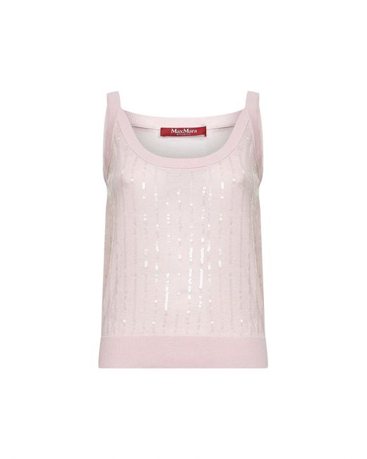 Max Mara Pink Knit Mstcosetta Top With Sequins