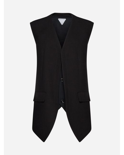 Bottega Veneta Black Cotton-blend Double-layer Vest