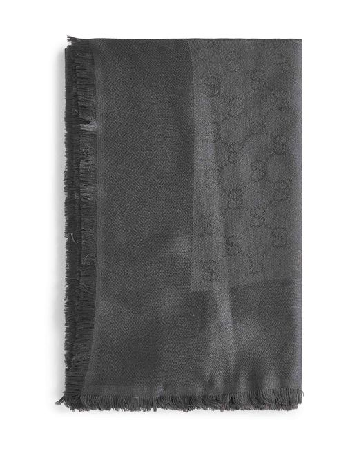 Gucci Gray Gg Wool And Silk Jacquard Shawl for men