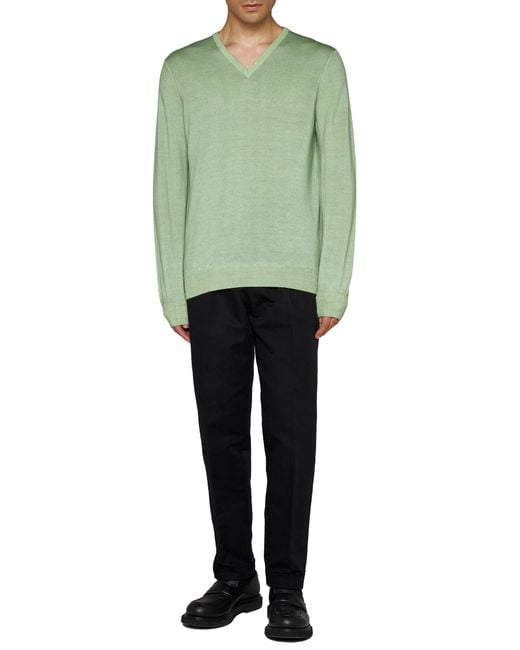 D 40 Green Virgin Wool Crew-Neck for men