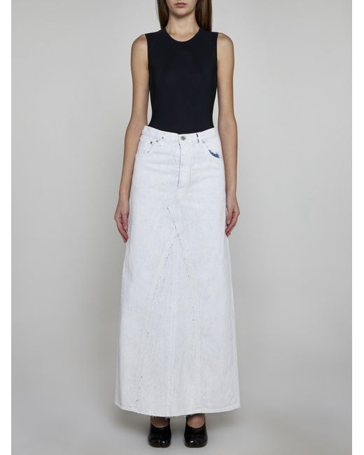 Maison Margiela White Long Denim Skirt