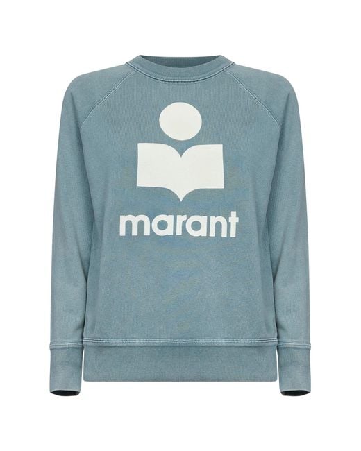 Isabel Marant Blue Sage Cotton Blend Millyny Logo Sweatshirt