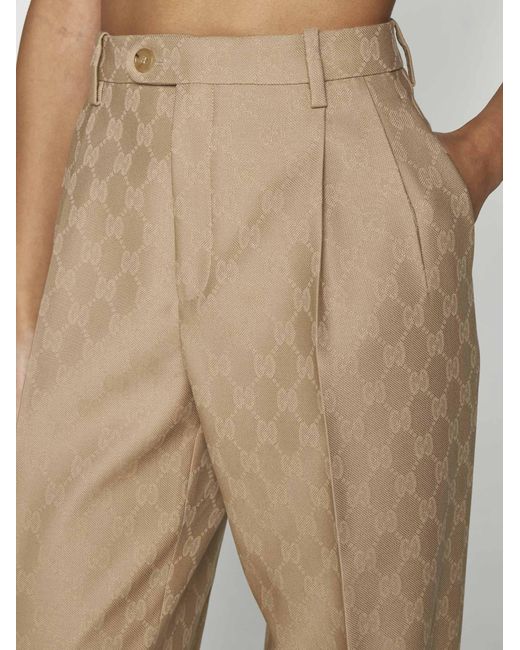 Gucci Natural GG Wool Trousers