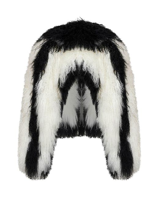 The Attico Black And Natural Two-Tone Mongolian Fur Bomber Jacket