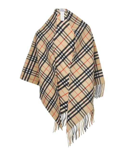 Burberry White Check Wool And Cashmere Cape