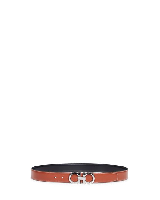Ferragamo White Two-Tone Gancini Reversible Belt for men