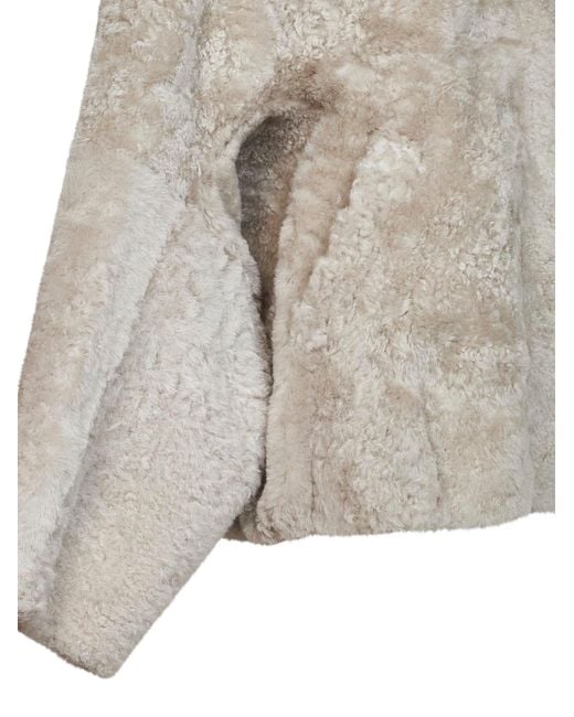 Brunello Cucinelli White Stone Shearling Jacket