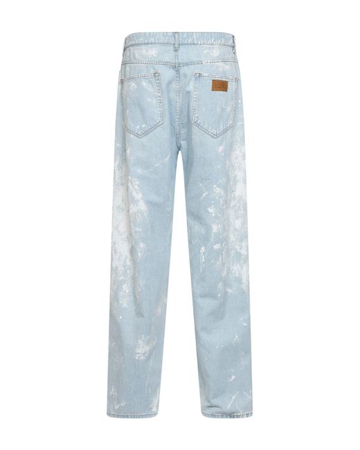 MM6 by Maison Margiela Blue Light Painted Denim Straight-Leg Jeans for men