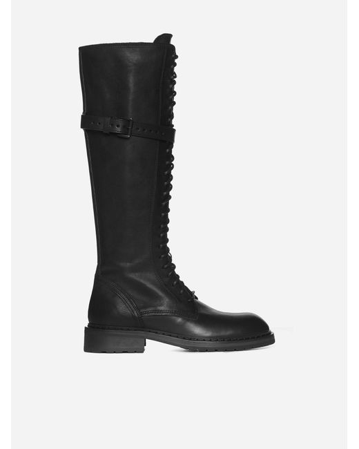 Ann Demeulemeester Santiago Leather High Combat Boots In Black Lyst