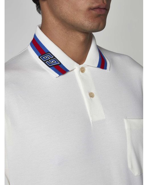 Gucci White Logo Cotton Polo Shirt for men