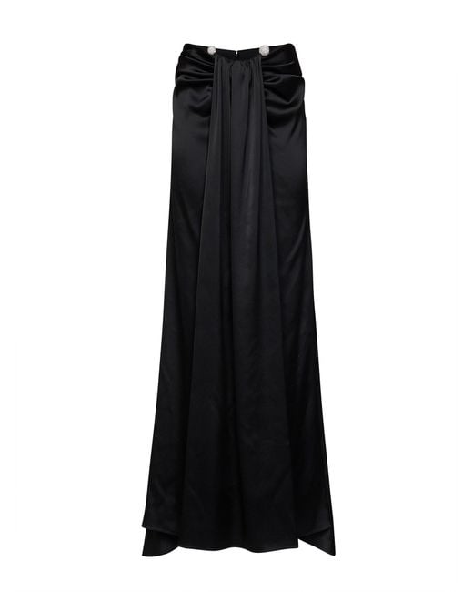 GIUSEPPE DI MORABITO Black Satin Maxi Skirt With Jeweled Detail