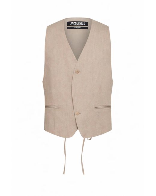 Jacquemus Natural The Paysan Fitted Belted Tailored Waistcoat for men