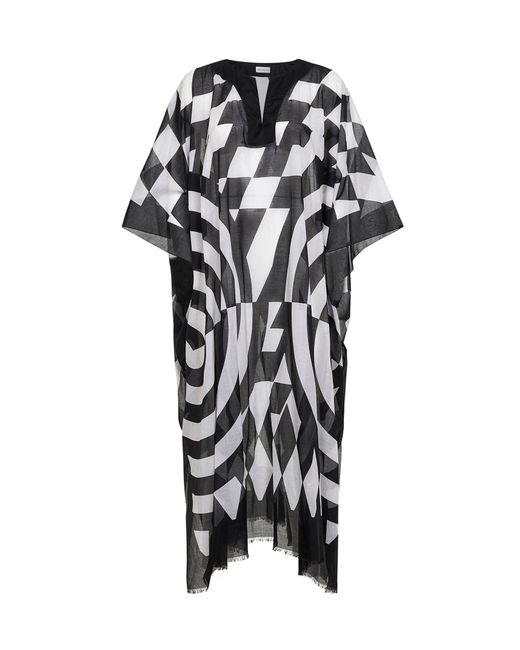 Dries Van Noten White Printed Cotton Long Kaftan