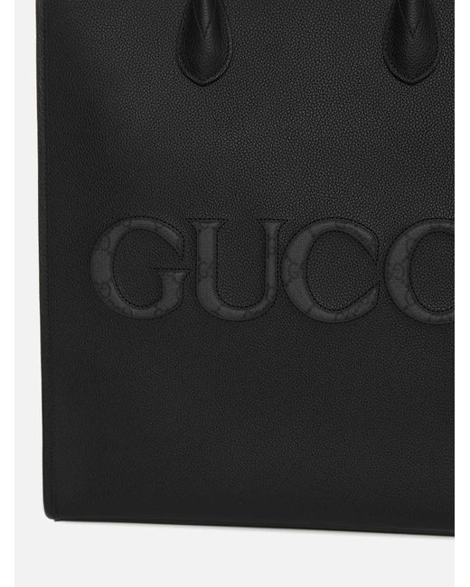 Gucci Black Leather Medium Tote Bag for men