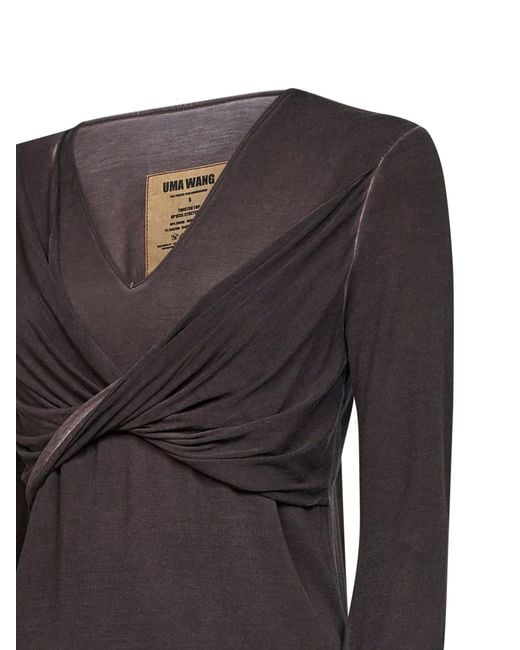 Uma Wang Black Stretch Jersey Twisted T-Shirt <Br